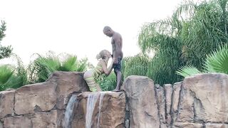 Shibari Blowjob on Top of Waterfall