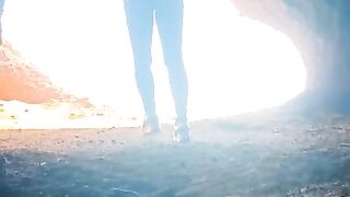 Amateur BJ fucked on a Cliff in front of the Sea Leche caliente Frente al mar. qué rico!