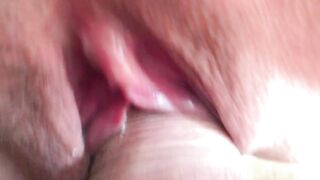 Super Quick Sex. Fucking a Tight Vagina. Cum Inside. Creampie. Close-up.