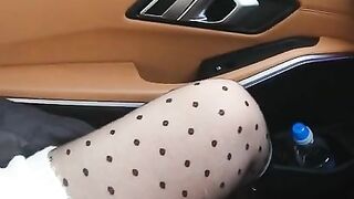 Step mom hand slip and stuck under step son pants touching dick and making him cum on steering wheel