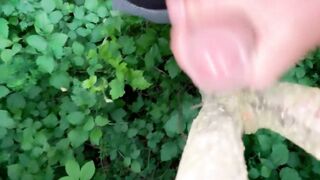 Cumshot with humping on the tree - short video