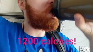 Ginger Beard Hunk Gainer Drinks 1200 calories / verbal masturbation with hot orgasm!