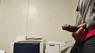 Quickie jack off in printer room at work during break