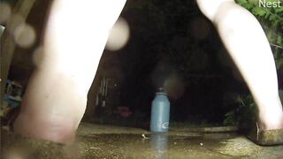 fat girl pees and farts outside on securoty cam up close hairy dripping pussy #2