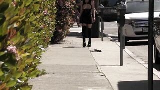 Teaser - Boob window goth dress in full public