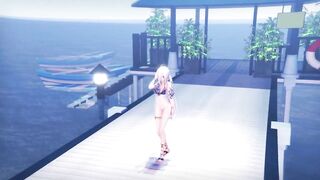 0328 -【R18-MMD】HAKU 弱音ハク 沙滩泳装 LILAC