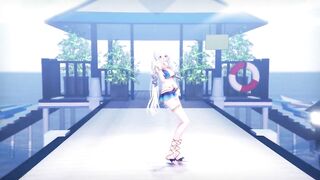 0328 -【R18-MMD】HAKU 弱音ハク 沙滩泳装 LILAC