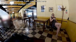 Public masturbation games in cafe with crossed legs orgasm