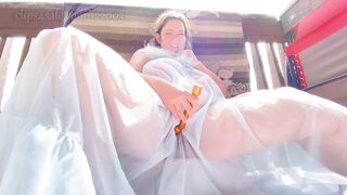 Sheer Nightie and The G-Spot Vibrator Outside - Two Clitoral Orgasms - BBW Masturbation