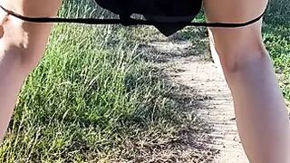 Peeing with creampie camera inside public park