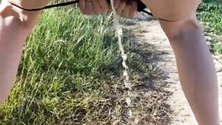 Peeing with creampie camera inside public park