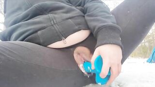 PUBLIC Fucking & Squirting my BBW pussy in the snow