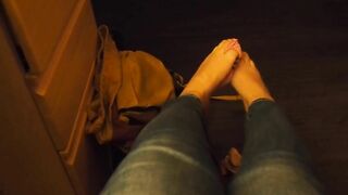 Teen Takes Off Socks And Stretches Her Toes