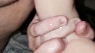 Teaser - My girlfriend masturbating and making a mess with her cum and a big dildo