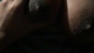 Grinding on my sexy boyfriend with his cum on my tits