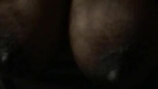 Grinding on my sexy boyfriend with his cum on my tits