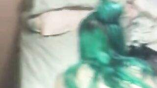 Exotic green hair suck and fuck and big fat a** twerking doggy style ❤️????????