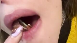 Your giantess Ashley licks and savors a Tiny in Nutella (Vore)