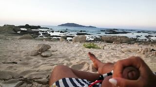 Enjoying the view during a quick handjob at the beach - Ms Pax