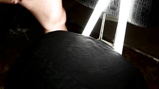 Big unload on the black shirt, close up look on the cum (solo cumshot)