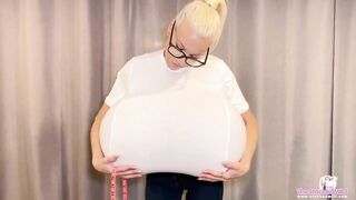 Measuring my huge breast expansion! Real time inflation