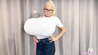 Measuring my huge breast expansion! Real time inflation