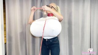 Measuring my huge breast expansion! Real time inflation