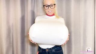 Measuring my huge breast expansion! Real time inflation