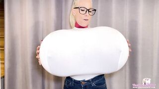 Measuring my huge breast expansion! Real time inflation