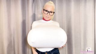 Measuring my huge breast expansion! Real time inflation