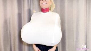 Measuring my huge breast expansion! Real time inflation