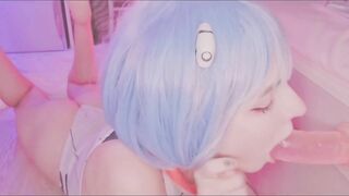 Rei Ayanami sucks dildo