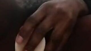 Big Booty Ebony masturbating white Cock