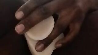 Big Booty Ebony masturbating white Cock