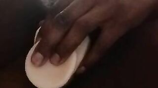 Big Booty Ebony masturbating white Cock