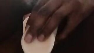 Big Booty Ebony masturbating white Cock