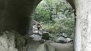 Masturbation of beauty girl in the forest