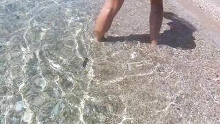 Anus PUSH MASSAGE on NUDIST Beach # Close Up BUTT PLUG Play