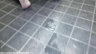 Doggystyle peeing while kneeling on the floor