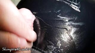 ShinyWetLookX - Cum on My Ass in Tight Leather Leggings Wetlook Shiny Faux Leather Pants