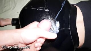 ShinyWetLookX - Cum on My Ass in Tight Leather Leggings Wetlook Shiny Faux Leather Pants