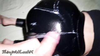 ShinyWetLookX - Cum on My Ass in Tight Leather Leggings Wetlook Shiny Faux Leather Pants