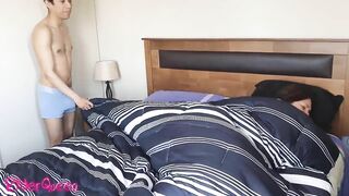 stepson gets into stepmom's bed and touches her while she rests