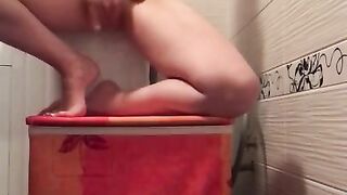 Fast clit rubbing masturbation to body shaking orgasm on the washer and dryer machine - laundry room