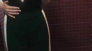 Teasing revealing sexy outfit in public female restroom at the night club party - real amateur slut