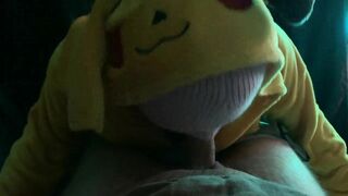 sexy pikachu makes a passionate deep blowjob