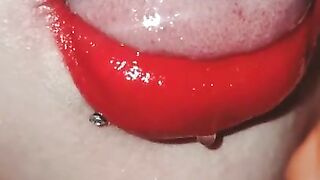 bbw sucks dildo super sloppy close up