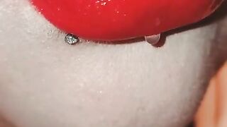 bbw sucks dildo super sloppy close up