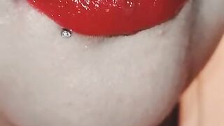 bbw sucks dildo super sloppy close up