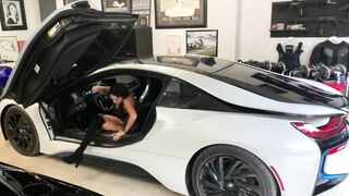 Exotic Cars, Exotic Girl. Bonnie Rizin' at home with BMW I8 & Lamborghinis